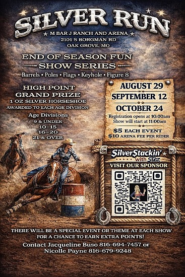 August 29, 2026: Silver Run Fun Show, M Bar J Ranch & Arena